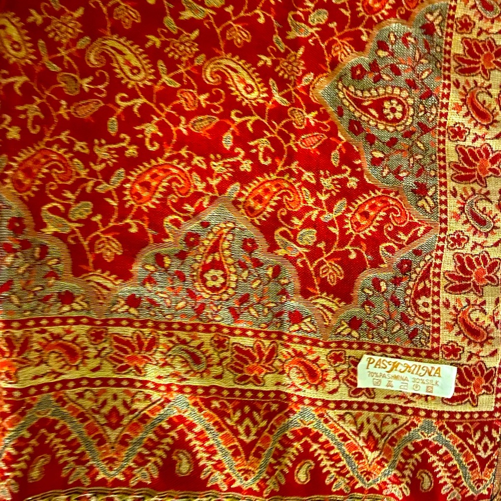 Women Fashion Outlined Pashmina Paisley Scarf Shawl Wrap
